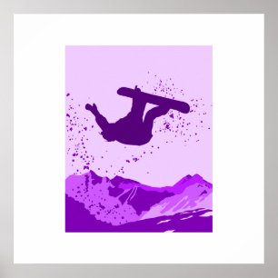 Paars Snowboard-Logo Poster