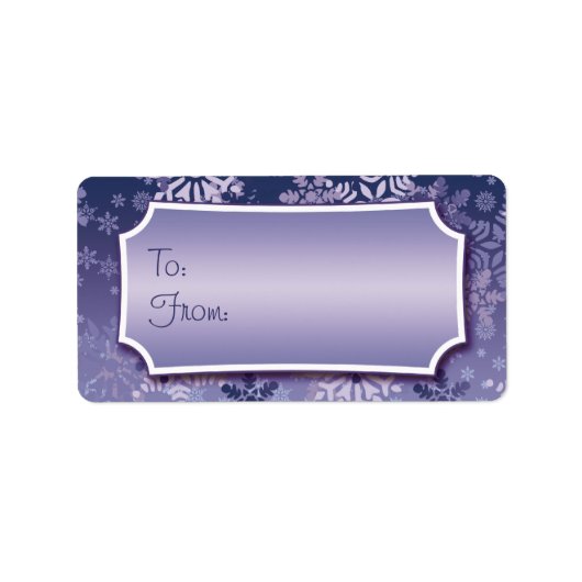 Paars Snowflake Gift Label (Voorkant)