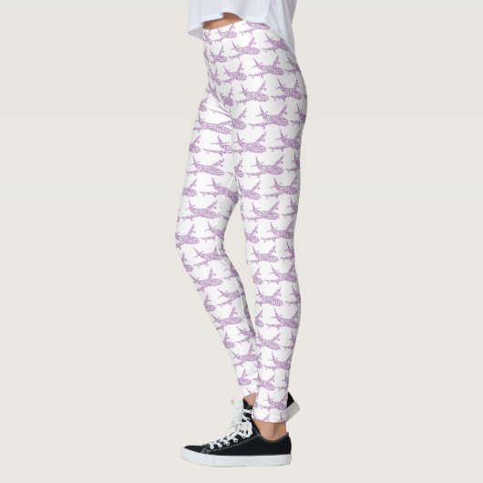 Paars Snowflake-vliegtuig - Leggings (Links)