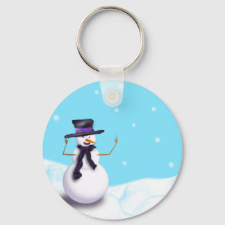 Paars Snowman Sleutelhanger