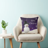 Paars Snowman Winter Scene KerstSierkussen Kussen (Stoel)