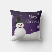 Paars Snowman Winter Scene KerstSierkussen Kussen (Voorkant)