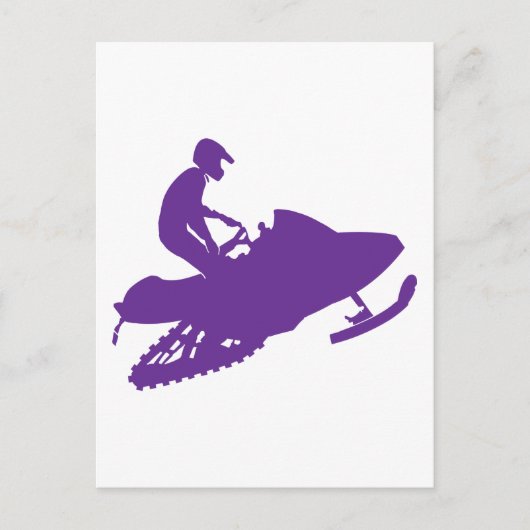 Paars-Snowmobiler Briefkaart (Voorkant)