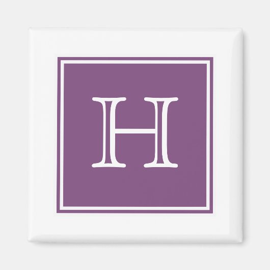 Paars Square Monogram Magnet Magneet (Voorkant)