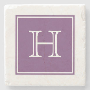 Paars Square Monogram Stone Onderzetter