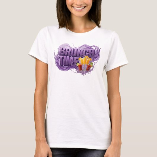 Paars Statement BRUNCH TIME Shirt Ontwerp (Voorkant)
