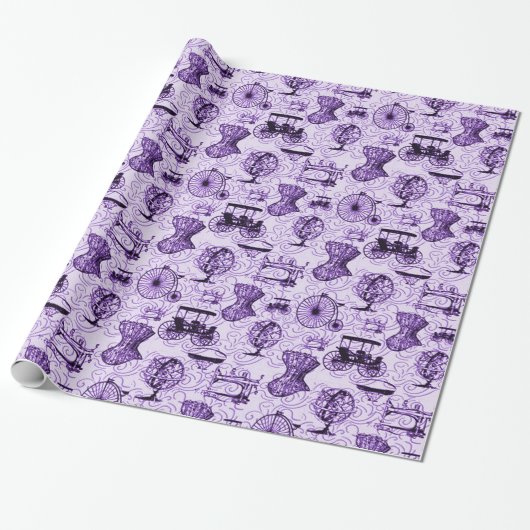 Paars steampunk Pattern-pakpapier Cadeaupapier (Uitgerold)