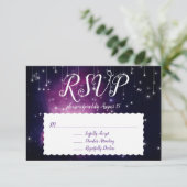 Paars Sterrenstelsel Hemelse Sterren RSVP-reactie Kaart (Staand voorkant)