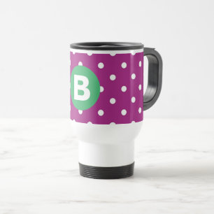 Paars Stippenpatroon Groene Monogram Reisbeker