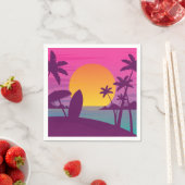 Paars strand met zonsonderend surf servet (Insitu)