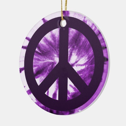 Paars Stropdas-kleurstof met vredessymbool Keramisch Ornament (Links)