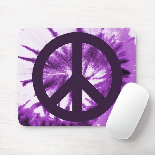 Paars Stropdas-kleurstof met vredessymbool Muismat (Met muis)