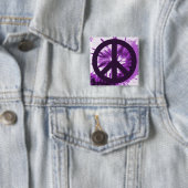 Paars Stropdas-kleurstof met vredessymbool Vierkante Button 5,1 Cm (In situ)