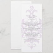 Paars subtle Damask Wedding Menu (Voorkant / Achterkant)