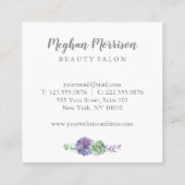 Paars succulent vierkant visitekaartje (Achterkant)