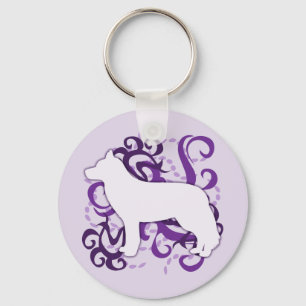 Paars Swirl Siberian Husky Sleutelhanger