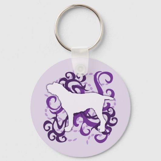 Paars Swirl Spinone Italiano Sleutelhanger (Voorkant)