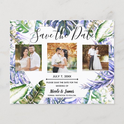 Paars Syringa Tropisch Trouw Save the Date Eiland (Voorkant)