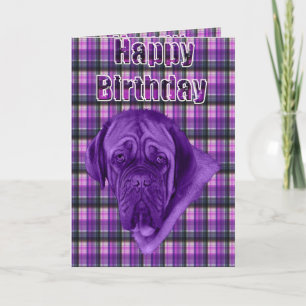 Paars Tartan Dogue De Bordeaux Dog Kaart