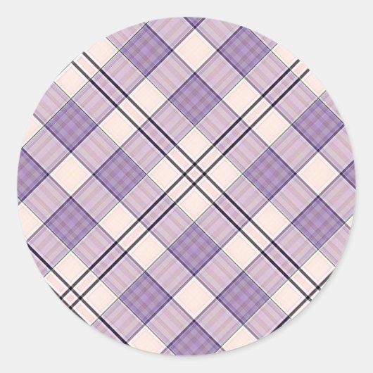 Paars Tartan Pset Ronde Sticker (Voorkant)