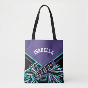 Paars, Teal, Zwart & Wit Cheerleader Design Draagtas