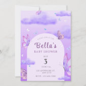 Paars thema Butterfly Baby shower Kaart (Voorkant)