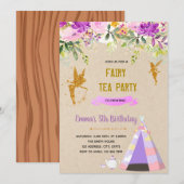 Paars thema theepover bedankkaart (Voorkant / Achterkant)