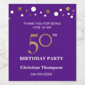 paars thema voor 50e verjaardag thema bedankt wijn etiket (Enkel label)