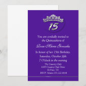 Paars Tiara Quinceañera Uitnodiging (Voorkant / Achterkant)
