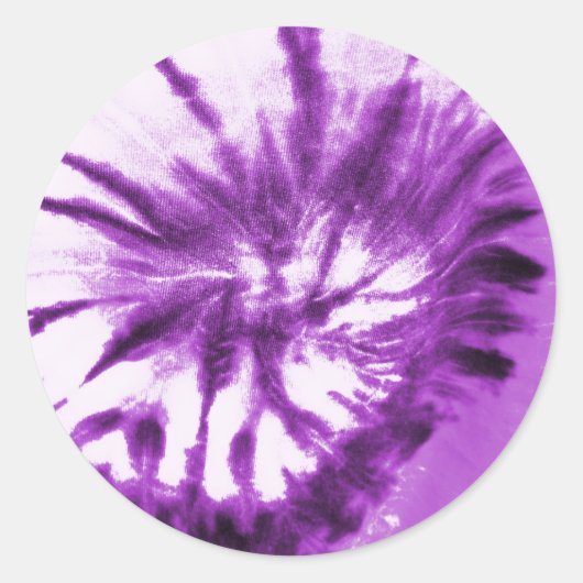Paars Tie Dye Pattern Ronde Sticker (Voorkant)