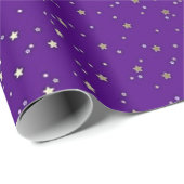 Paars tiny Golden Stars Wrap Papier (Rol Hoek)