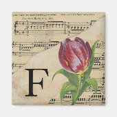 Paars Tulip Datablad Music Monogram Initiaal F Magneet (Voorkant)