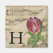 Paars Tulip Datablad Music Monogram Initiaal H Magneet (Voorkant)