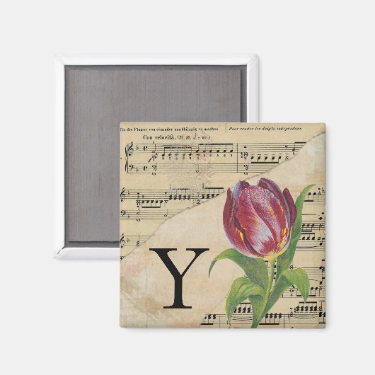 Paars Tulip Datablad Music Monogram Initiaal Y Magneet (Voorkant / Achterkant)