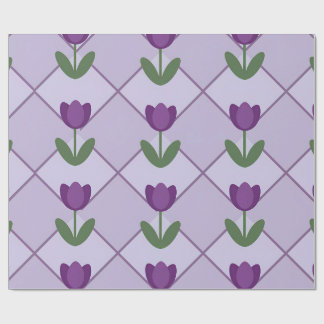 Paars Tulp Patroon – Geometrisch Bloemendessin Cadeaupapier