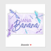 Paars, Turquoise, Blue Dragonflies Custom Sticker (Vel)