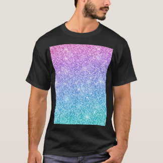 Paars Turquoise Blue Glitter Ombre T-shirt