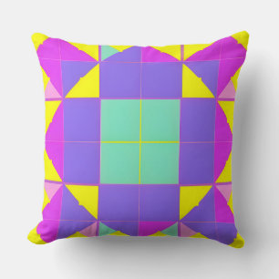 Paars Turquoise Geel Geometrisch Abstract Kleurrij Kussen