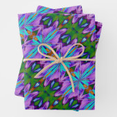 Paars Turquoise Green Abstract Design Inpakpapier Vel (In situ)