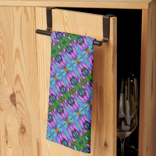 Paars Turquoise Green Abstract Design Theedoek (Derde Gevouwen)