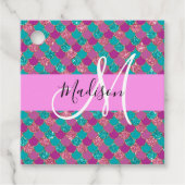 Paars Turquoise Mermaid Glitter Sparkles Monogram Bedankjes Labels (Voorkant)