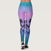 Paars-turquoise Palmbomen Leggings (Achterkant)