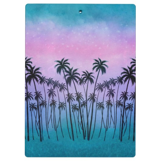 Paars-turquoise Palms Klembord (Achterkant)