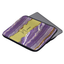 Paars uitgeblazen design met Faux Gold Laptop Sleeve
