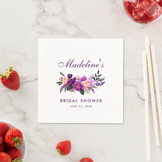 Paars Ultra Violet Bloem Bruidsfeest Servet (Insitu)