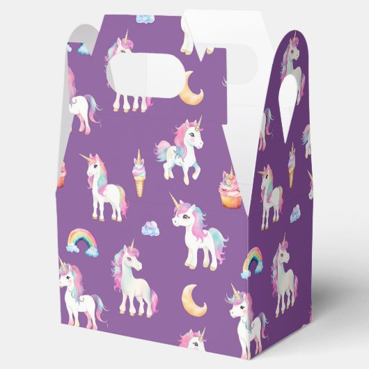 Paars Unicorn Pattern Bedankdoosjes (Geopend)
