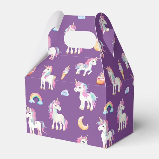 Paars Unicorn Pattern Bedankdoosjes (Voorkant Zijde)