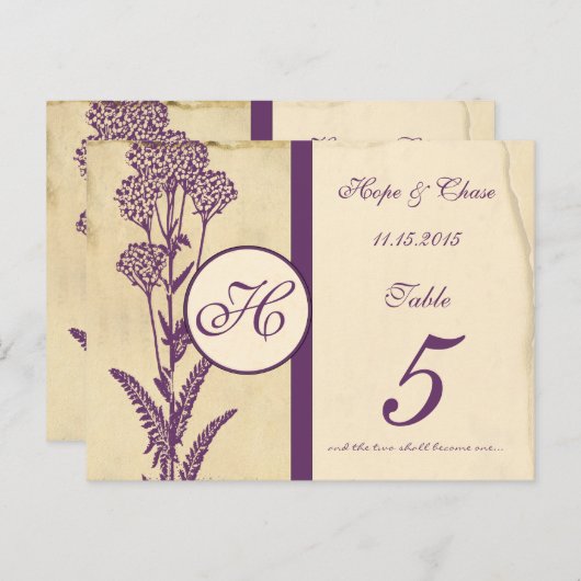 Paars-ventilatortabelnummer Kaart (Voorkant / Achterkant)