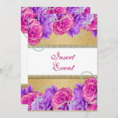 Paars verloving trouwdag roze kaart (Voorkant / Achterkant)