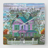 Paars Victoriaans Huis Pumpkins Wagon Autumn